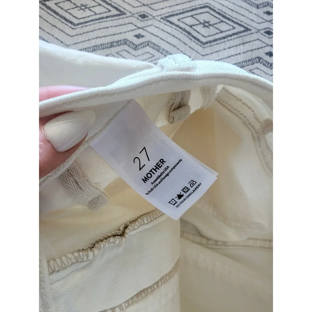 MOTHER The Hustler Patch Pocket Flood Jeans Cream White Size 27